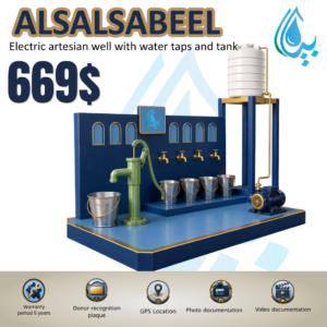 Electric Artesian Well with Water Tank and Distribution Taps
