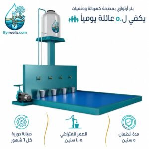 Electric Artesian Well with Water Tank and Distribution Taps